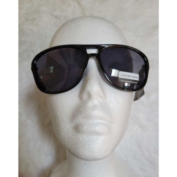 Geoffrey Beene sunglasses Bridge Round Aviator Black New - Picture 1 of 4